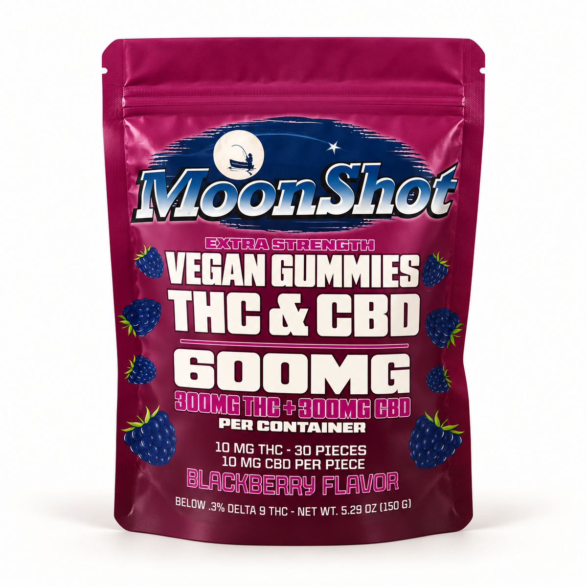 MoonShot Extra Strength Blackberry THC + CBD Gummies – 600mg Total | 30 Count