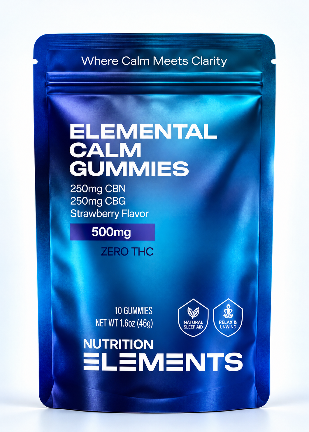 Elemental Calm Gummies 500mg – CBN + CBG, Strawberry