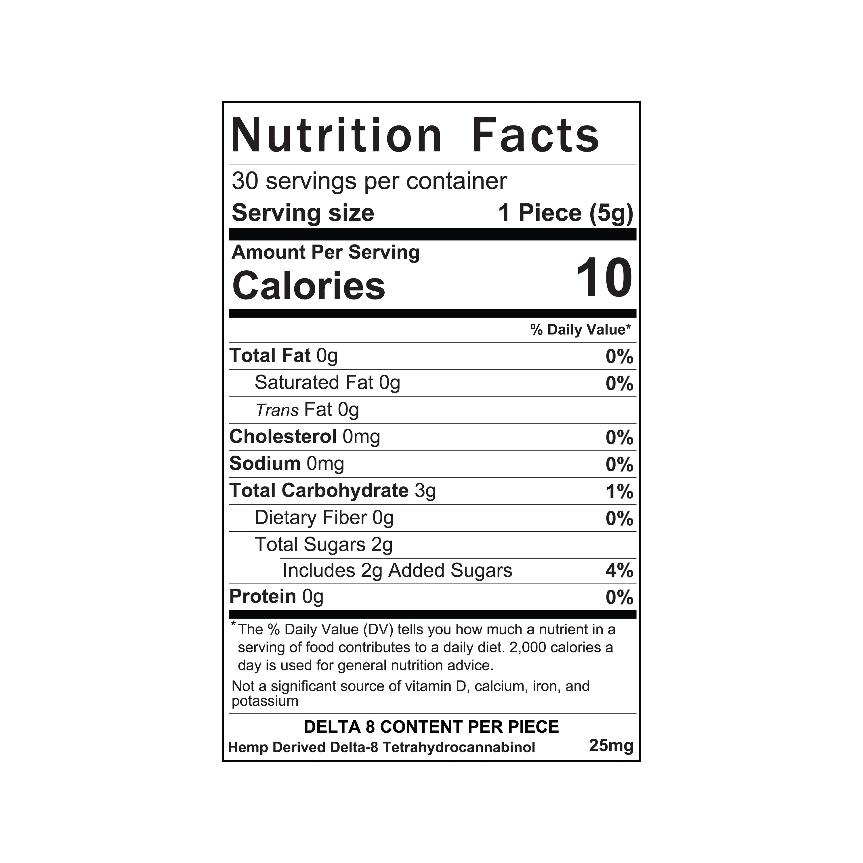 Nutrition facts label for a product with detailed information on calories, fat, carbohydrates, and more.