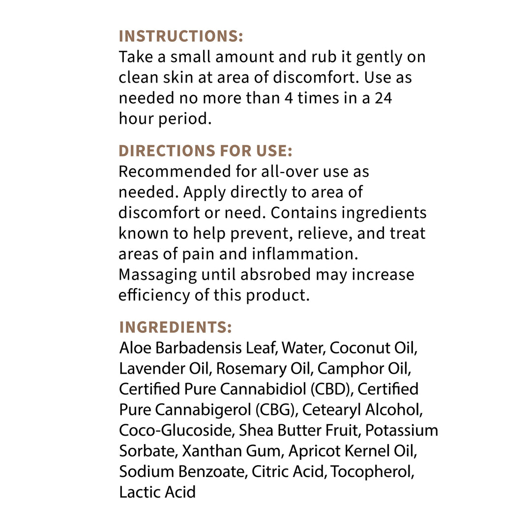 Product label with directions, ingredients, and usage instructions on a white background
