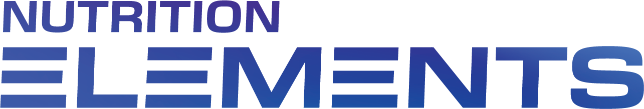 Logo of Nutrition Elements with blue text on a white background