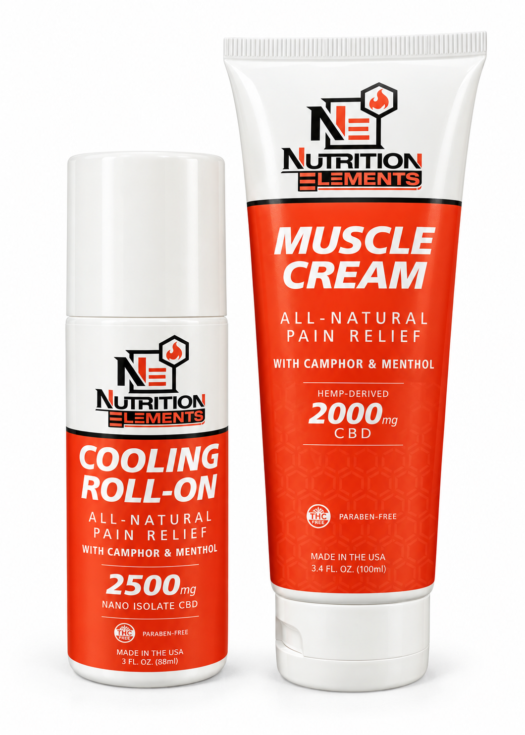 CBD Pain Relief Bundle- 2500 mg Cooling Roll-on + 2000mg Muscle Cream