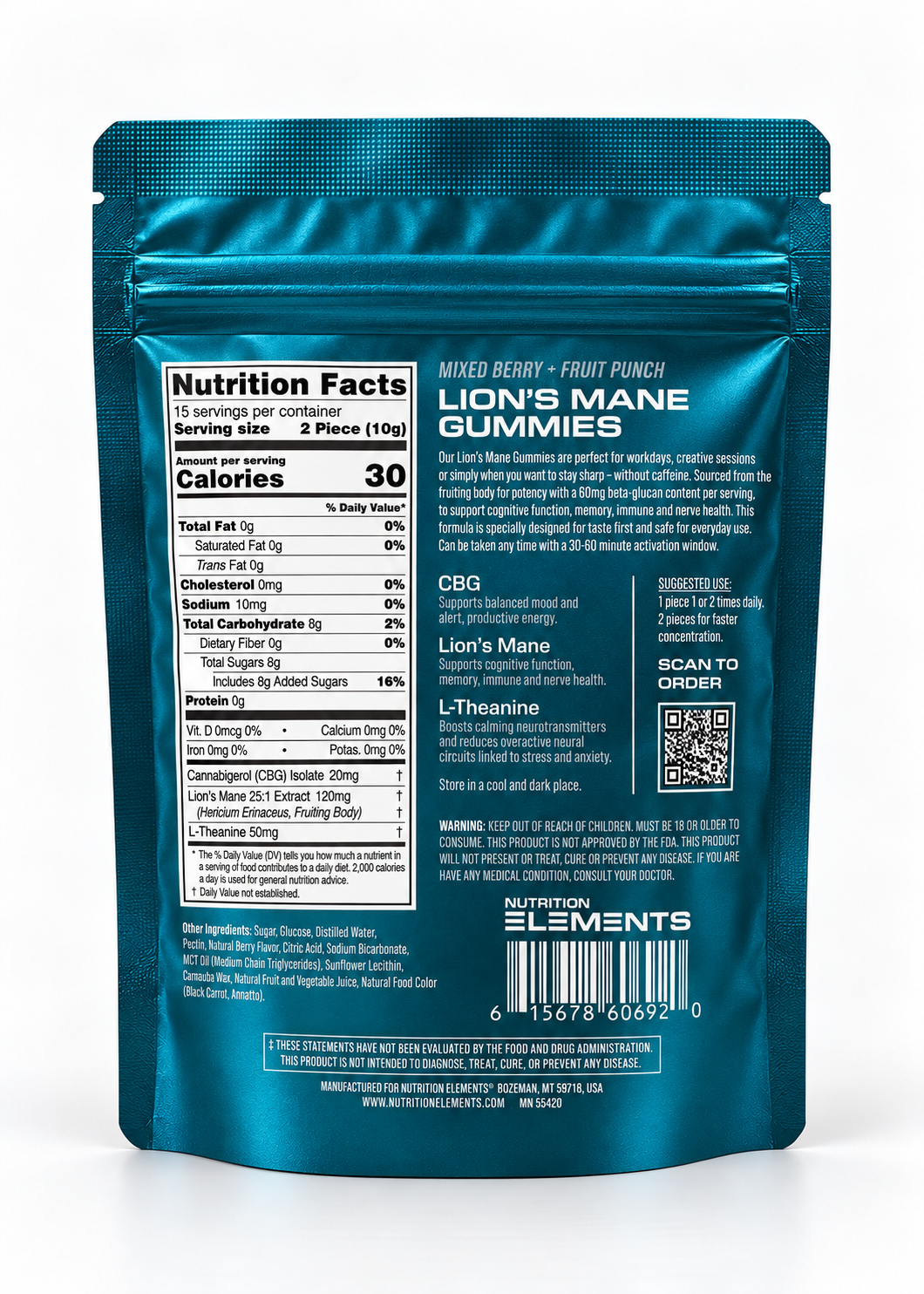 Lion’s Mane Gummies with CBG – 45,000 mg – 30 Count