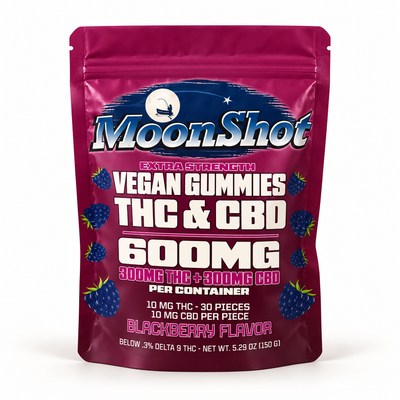 MoonShot Extra Strength Blackberry THC + CBD Gummies – 600mg Total | 30 Count