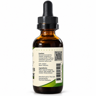 Platinum Elements 52,000mg Black Seed Oil Tincture with CBD, CBG & THC – Peppermint, 2 fl oz