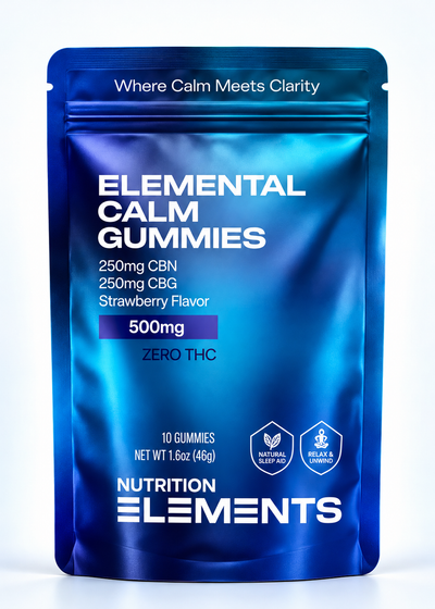 Elemental Calm Gummies 500mg – CBN + CBG, Strawberry
