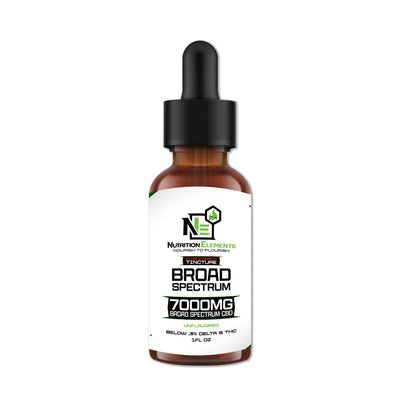 Amber bottle of 7,000mg Unflavored Broad Spectrum CBD Oil with dropper