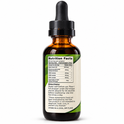Platinum Elements 52,000mg Black Seed Oil Tincture with CBD, CBG & THC – Peppermint, 2 fl oz