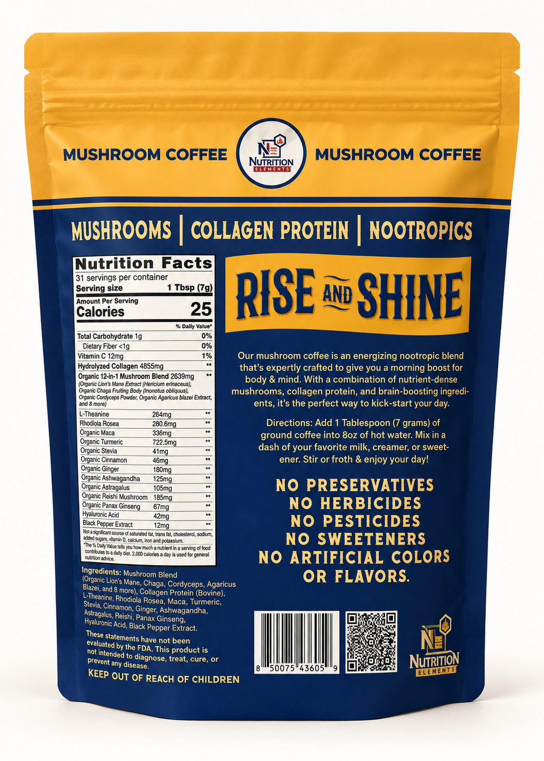 Rise and Sine Mushroom Coffee-1 lb bag