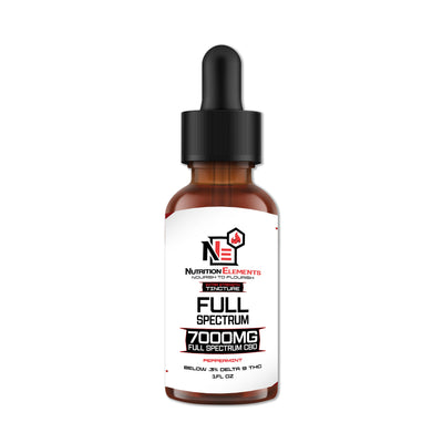 Amber bottle of 7,000mg Peppermint Full Spectrum CBD Oil with dropper