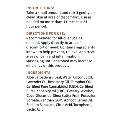 Product label with directions, ingredients, and usage instructions on a white background
