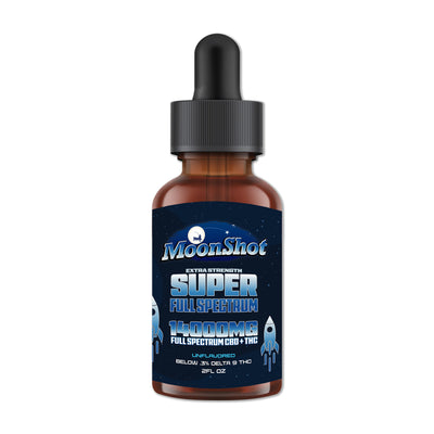 Bottle of 14,000mg Super Full Spectrum CBD Oil tincture with dropper