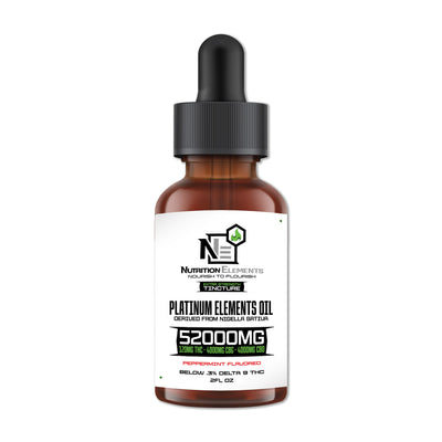 Bottle of 52,000mg full spectrum Black Seed Oil with THC and dropper