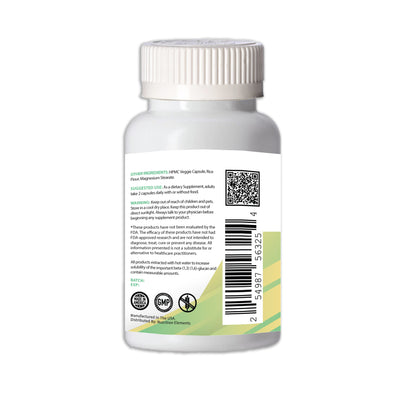 Bottle label with text, QR code, and barcode on a white background