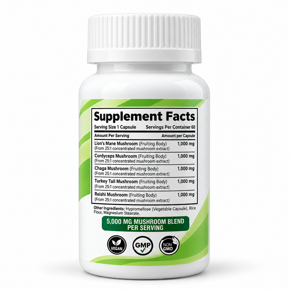 5 Matrix Mushrooms Capsules- 5000 mg/60 count
